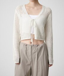 ウィメンズリネンブレンドクロシェカーディガン[アイボリー]