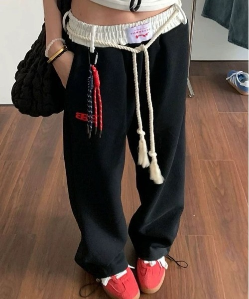 SEN TOKYO(セントーキョー)の「ウエストコード付きイージーパンツ(スウェットパンツ・レディース・ネイビー/グレー/ブラック・SMALL/MEDIUM)」の3枚目の写真