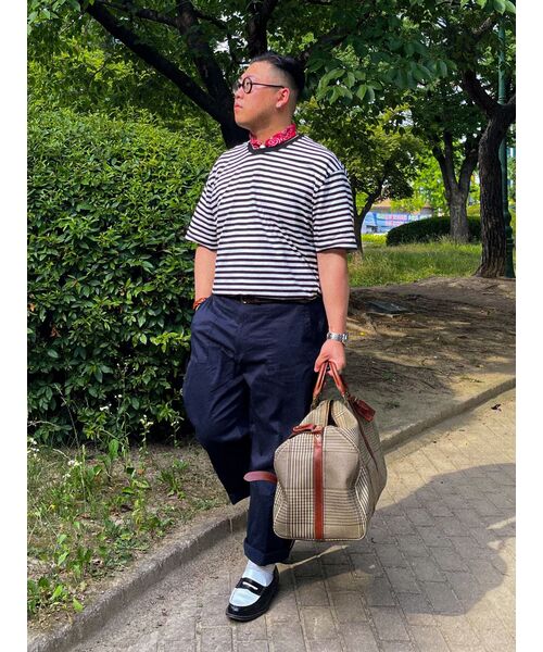 MUSINSA STANDARD（ムシンサスタンダード）の「ストライプリラックスクルーネックTシャツ[ブラック]（Tシャツ/カットソー・メンズ・その他・SMALL/MEDIUM/LARGE/X-LARGE/XX-LARGE/XXX-LARGE）」の12枚目の写真