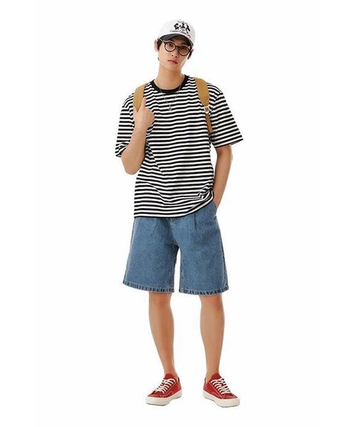 MUSINSA STANDARD（ムシンサスタンダード）の「ストライプリラックスクルーネックTシャツ[ブラック]（Tシャツ/カットソー・メンズ・その他・SMALL/MEDIUM/LARGE/X-LARGE/XX-LARGE/XXX-LARGE）」の18枚目の写真