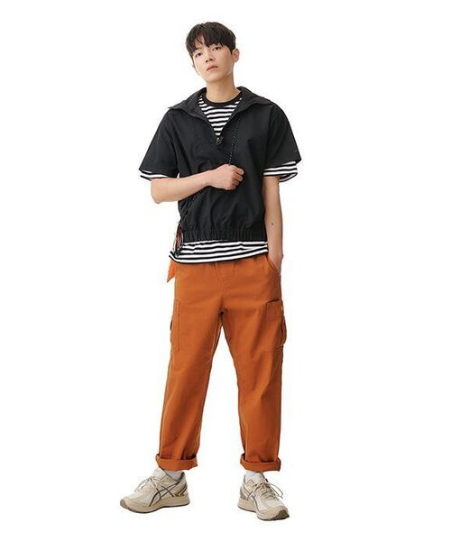 MUSINSA STANDARD（ムシンサスタンダード）の「ストライプリラックスクルーネックTシャツ[ブラック]（Tシャツ/カットソー・メンズ・その他・SMALL/MEDIUM/LARGE/X-LARGE/XX-LARGE/XXX-LARGE）」の21枚目の写真