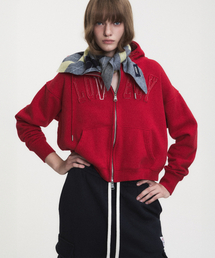 LONELY/LOVELY CROP HOODIE ZIP-UP RED