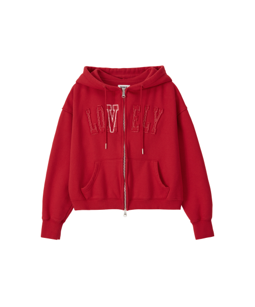 NOHANT(ノアン)の「LONELY/LOVELY CROP HOODIE ZIP-UP RED(パーカー・レディース・レッド・SMALL/MEDIUM)」の9枚目の写真