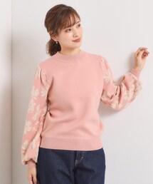 ニット/セーター（ピンク/桃色系・花柄・ボタニカル柄）ファッション