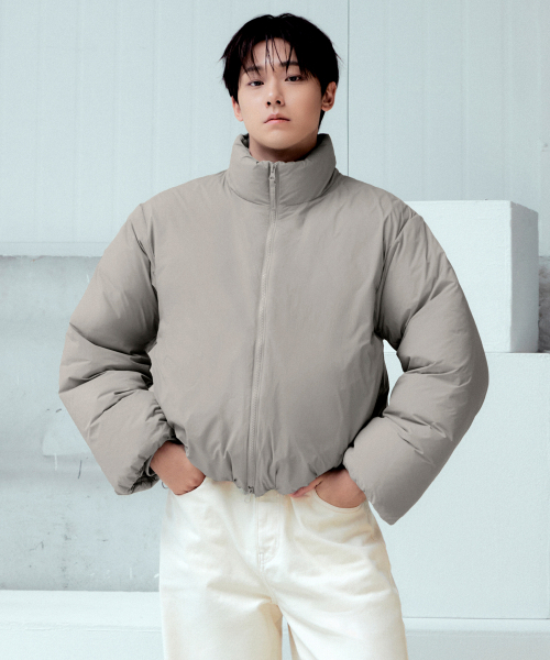 ミニマルダウンショートジャケット MUSINSA ANOTHER OFFICE セール】ミニマルダウンショートパディングジャケット[グレイッシュ