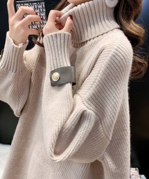 SPIGA | 袖ﾍﾞﾙﾄｵｰﾊﾞｰｻｲｽﾞﾀｰﾄﾙﾆｯﾄ(ニット/セーター)