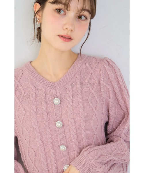 tocco closet(トッコ クローゼット)の「パール飾り釦付きケーブル編みラメニットワンピース(ワンピース・レディース・ブルー/ピンク・M)」の10枚目の写真
