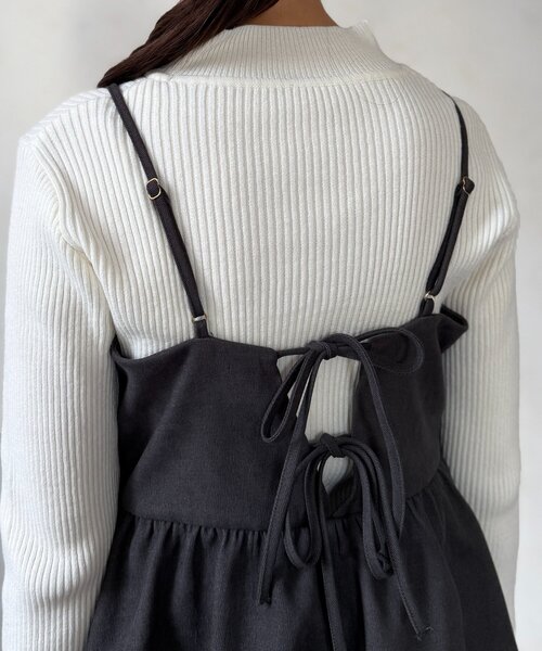 Chez toi(シェトワ)の「キャミペプラム×ナロースカート(つなぎ/オールインワン・レディース・ベージュ/チャコールグレー/ブラウン・FREE)」の10枚目の写真