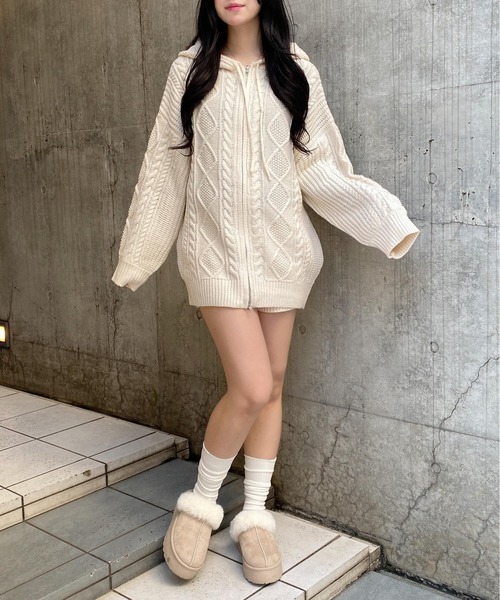 INGNI（イング）の「【WEB限定】ケーブルニットショートパンツ（その他パンツ・レディース・グレー/アイボリー/ブラック/ベージュ・FREE）」の12枚目の写真