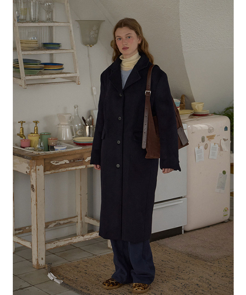 ANOETIC(アノエティック)の「STANDARD SINGLE WOOL COAT_NAVY(チェスターコート・レディース・ネイビー・FREE)」の3枚目の写真