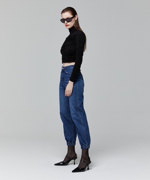 LADY VOLUME(レディーボリューム)の「BANDING JOGGER DENIM_DARK BLUE(デニムパンツ・レディース・その他・LARGE/MEDIUM/SMALL)」の4枚目の写真