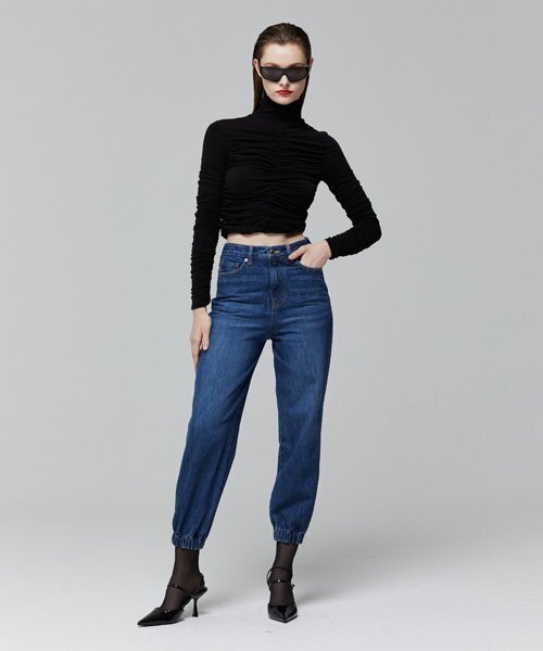 LADY VOLUME(レディーボリューム)の「BANDING JOGGER DENIM_DARK BLUE(デニムパンツ・レディース・その他・LARGE/MEDIUM/SMALL)」の5枚目の写真