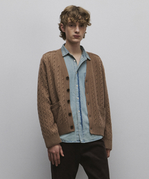 ROLLINGSTUDIOS（ローリングスタジオ）の「MERINO WOOL CABLE KNIT CARDIGAN TOBACCO BROWN（カーディガン/ボレロ）」