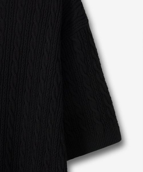 BLOND9（ブロンドナイン）の「ケーブルパンチング半袖カラーニット_ブラック（ニット/セーター・メンズ・その他・MEDIUM/LARGE/X-LARGE）」の3枚目の写真