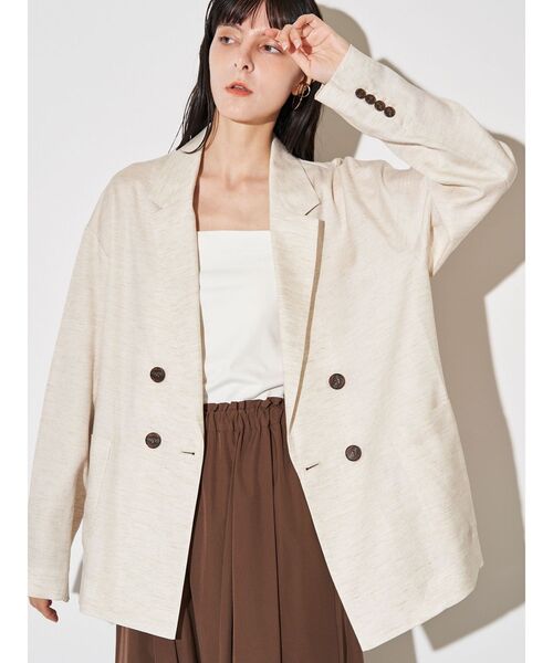 ELENDEEK(エレンディーク)の「バッククロステーラードジャケット(テーラードジャケット・レディース・グレー/ベージュ・FREE)」の2枚目の写真