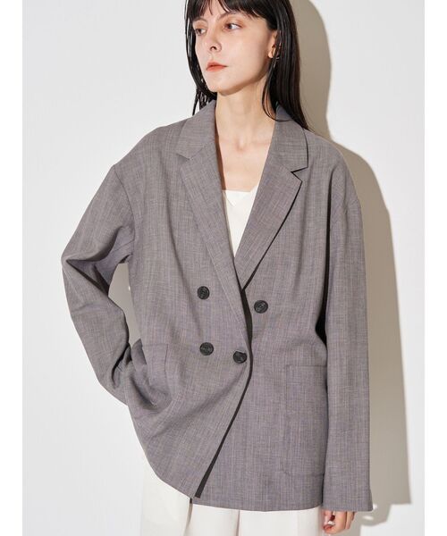 ELENDEEK(エレンディーク)の「バッククロステーラードジャケット(テーラードジャケット・レディース・グレー/ベージュ・FREE)」の4枚目の写真