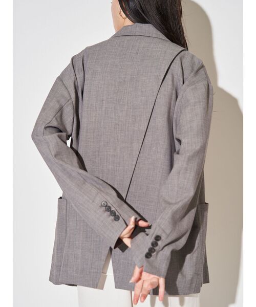 ELENDEEK(エレンディーク)の「バッククロステーラードジャケット(テーラードジャケット・レディース・グレー/ベージュ・FREE)」の7枚目の写真