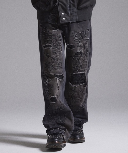 GRANCY（グランシー）の「【GRANCY】High Damage Straight Denim Pants / ハイダメージストレートデニムパンツ（デニムパンツ・メンズ・ブルー/ブラック・M/L/S）」の5枚目の写真