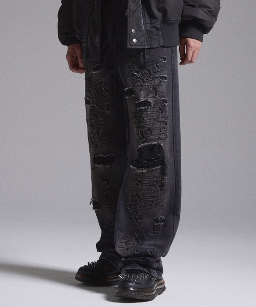 GRANCY（グランシー）の「【GRANCY】High Damage Straight Denim Pants / ハイダメージストレートデニムパンツ（デニムパンツ・メンズ・ブルー/ブラック・M/L/S）」の6枚目の写真