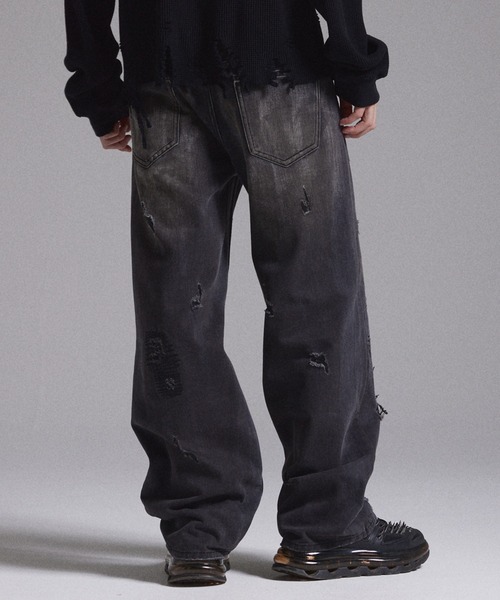 GRANCY（グランシー）の「【GRANCY】High Damage Straight Denim Pants / ハイダメージストレートデニムパンツ（デニムパンツ・メンズ・ブルー/ブラック・M/L/S）」の9枚目の写真
