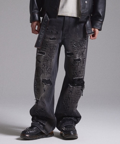 GRANCY（グランシー）の「【GRANCY】High Damage Straight Denim Pants / ハイダメージストレートデニムパンツ（デニムパンツ・メンズ・ブルー/ブラック・M/L/S）」の13枚目の写真