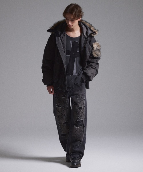 GRANCY（グランシー）の「【GRANCY】High Damage Straight Denim Pants / ハイダメージストレートデニムパンツ（デニムパンツ・メンズ・ブルー/ブラック・M/L/S）」の15枚目の写真