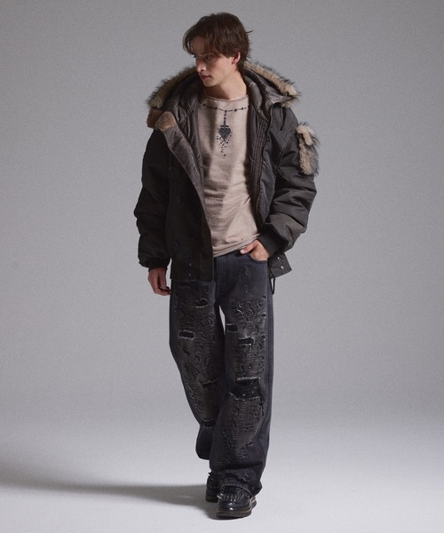 GRANCY（グランシー）の「【GRANCY】High Damage Straight Denim Pants / ハイダメージストレートデニムパンツ（デニムパンツ・メンズ・ブルー/ブラック・M/L/S）」の21枚目の写真