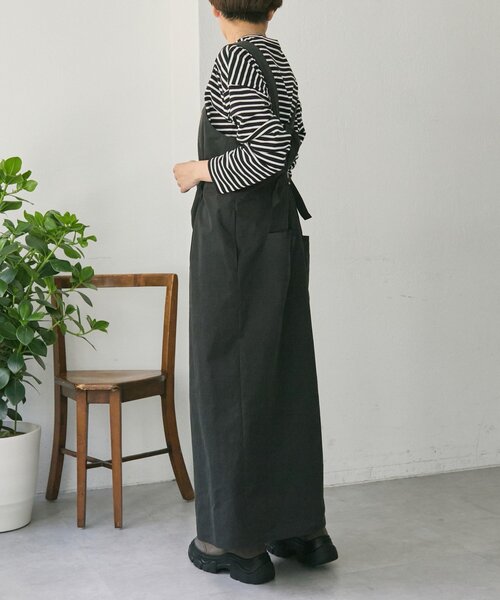 ear PAPILLONNER(イアパピヨネ)の「ラップサロペットワンピース【SUM1 STYLE】(シャツワンピース・レディース・ブラック/ライトグレー・FREE)」の12枚目の写真