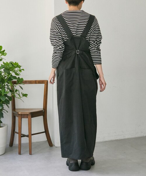 ear PAPILLONNER(イアパピヨネ)の「ラップサロペットワンピース【SUM1 STYLE】(シャツワンピース・レディース・ブラック/ライトグレー・FREE)」の13枚目の写真