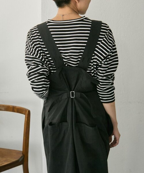 ear PAPILLONNER（イアパピヨネ）の「ラップサロペットワンピース【SUM1 STYLE】（シャツワンピース・レディース・ブラック/ライトグレー・FREE）」の3枚目の写真