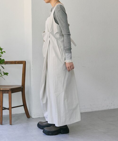 ear PAPILLONNER（イアパピヨネ）の「ラップサロペットワンピース【SUM1 STYLE】（シャツワンピース・レディース・ブラック/ライトグレー・FREE）」の8枚目の写真