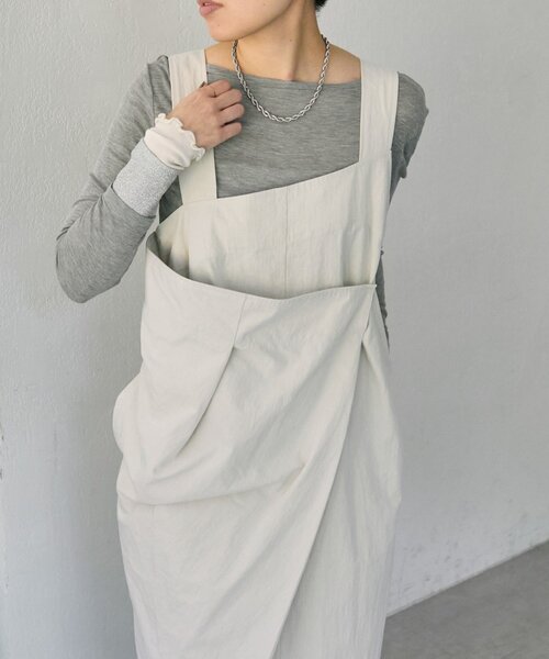 ear PAPILLONNER（イアパピヨネ）の「ラップサロペットワンピース【SUM1 STYLE】（シャツワンピース・レディース・ブラック/ライトグレー・FREE）」の11枚目の写真