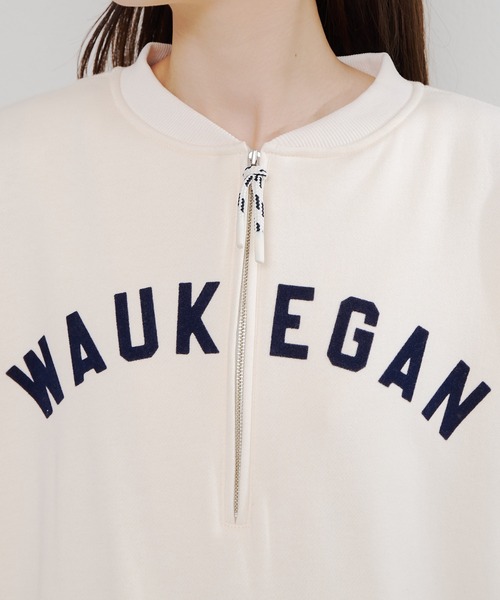 PUAL CE CIN（ピュアルセシン）の「フロッキープリントハーフジップ裏起毛スウェット（スウェット・レディース・グレー/チャコールグレー/アイボリー・FREE）」の5枚目の写真