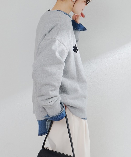 セール】フロッキープリントハーフジップ裏起毛スウェット（スウェット