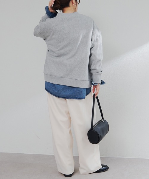 PUAL CE CIN（ピュアルセシン）の「フロッキープリントハーフジップ裏起毛スウェット（スウェット・レディース・グレー/チャコールグレー/アイボリー・FREE）」の18枚目の写真