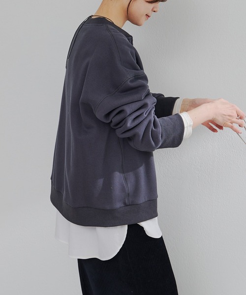 PUAL CE CIN（ピュアルセシン）の「フロッキープリントハーフジップ裏起毛スウェット（スウェット・レディース・グレー/チャコールグレー/アイボリー・FREE）」の21枚目の写真