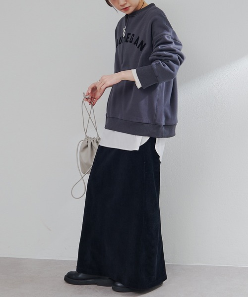 PUAL CE CIN（ピュアルセシン）の「フロッキープリントハーフジップ裏起毛スウェット（スウェット・レディース・グレー/チャコールグレー/アイボリー・FREE）」の12枚目の写真