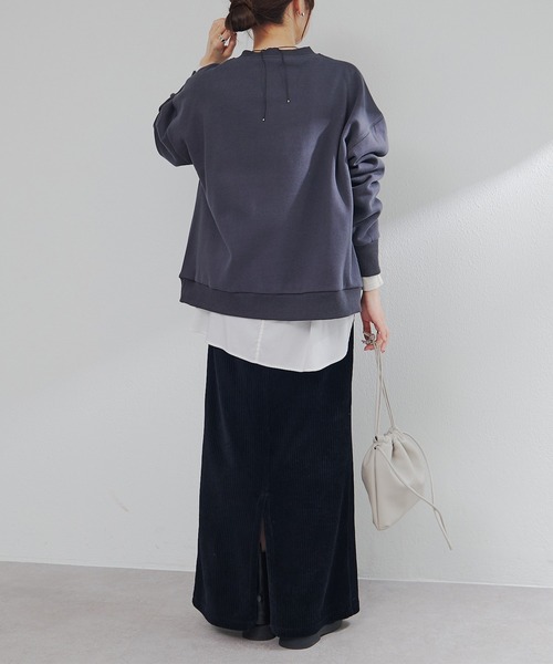 PUAL CE CIN（ピュアルセシン）の「フロッキープリントハーフジップ裏起毛スウェット（スウェット・レディース・グレー/チャコールグレー/アイボリー・FREE）」の13枚目の写真