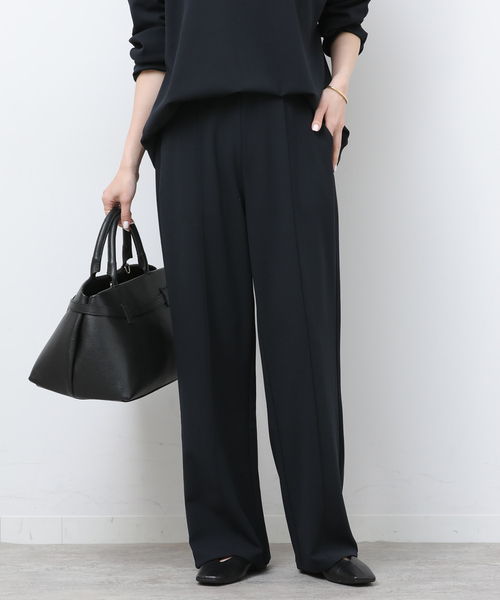 JOURNAL STANDARD relume(ジャーナルスタンダード レリューム)の「NONIRONジョーゼットワイドストレートパンツ(その他パンツ・レディース・ブラック/ネイビー・FREE)」の2枚目の写真
