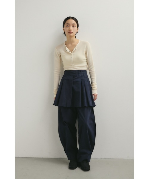 STYLEMIXER（スタイルミキサー）の「【ベストセラー】ヘンリーネックシアーニット（ニット/セーター・レディース・ベージュ/ネイビー/ホワイト/ピンク・FREE）」の7枚目の写真