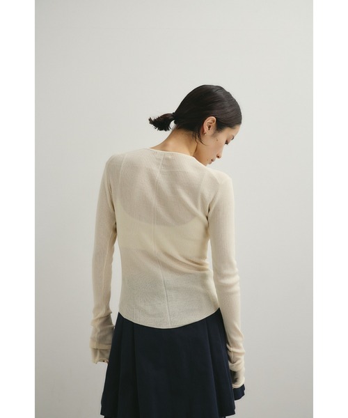 STYLEMIXER（スタイルミキサー）の「【ベストセラー】ヘンリーネックシアーニット（ニット/セーター・レディース・ベージュ/ネイビー/ホワイト/ピンク・FREE）」の10枚目の写真