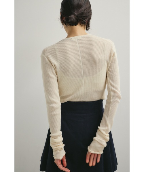 STYLEMIXER（スタイルミキサー）の「【ベストセラー】ヘンリーネックシアーニット（ニット/セーター・レディース・ベージュ/ネイビー/ホワイト/ピンク・FREE）」の12枚目の写真