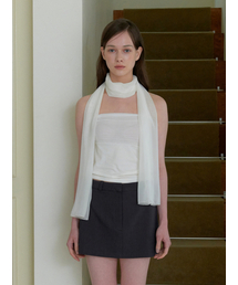 [SET] scarf & shirring top - cream