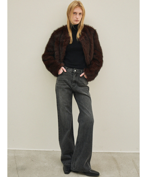 le(ル)の「fur round jacket (brown)(ムートンコート・レディース・その他・FREE)」の1枚目の写真