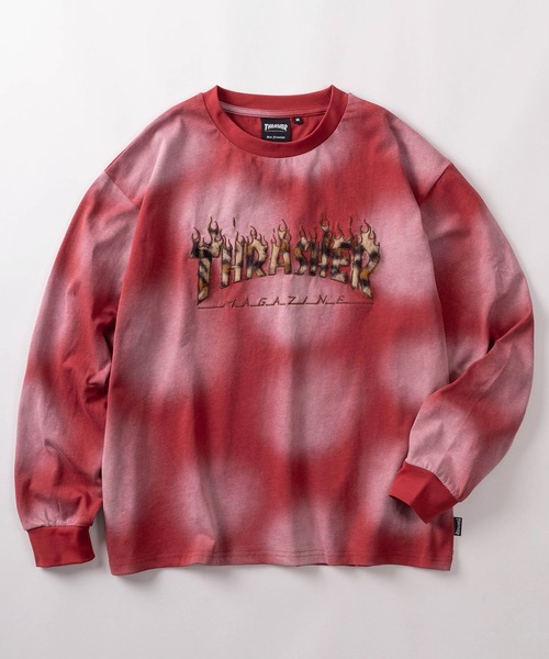 THRASHER(スラッシャー)の「【70】【THRASHER/スラッシャー】レオパードロゴ ファーアップリケ フェード加工 ロングスリーブTシャツ/ショート丈有り(Tシャツ/カットソー・メンズ・ピンク/ブラック/レッド/ブラウン・FREE/M/L)」の14枚目の写真