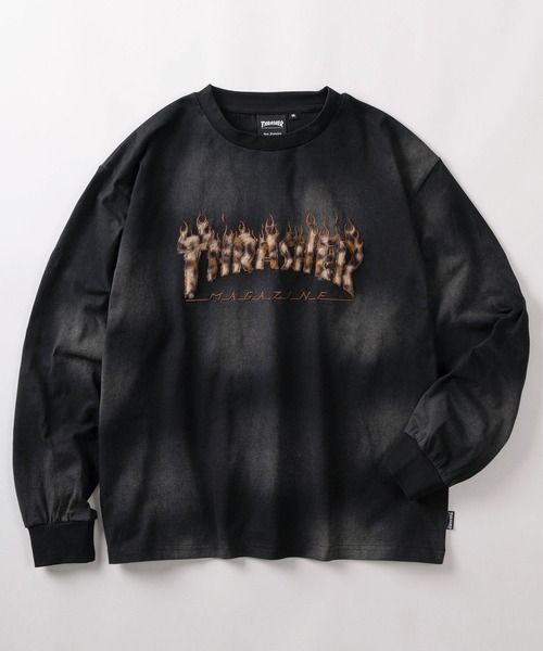THRASHER(スラッシャー)の「【70】【THRASHER/スラッシャー】レオパードロゴ ファーアップリケ フェード加工 ロングスリーブTシャツ/ショート丈有り(Tシャツ/カットソー・メンズ・ピンク/ブラック/レッド/ブラウン・FREE/M/L)」の13枚目の写真