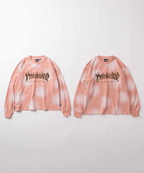 THRASHER(スラッシャー)の「【70】【THRASHER/スラッシャー】レオパードロゴ ファーアップリケ フェード加工 ロングスリーブTシャツ/ショート丈有り(Tシャツ/カットソー・メンズ・ピンク/ブラック/レッド/ブラウン・FREE/M/L)」の5枚目の写真