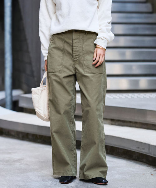 FRAMeWORK（フレームワーク）の「ライトミリタリースラブベイカーパンツ（カーゴパンツ・レディース・ピンク系その他/オリーブ・40/38/36）」の6枚目の写真