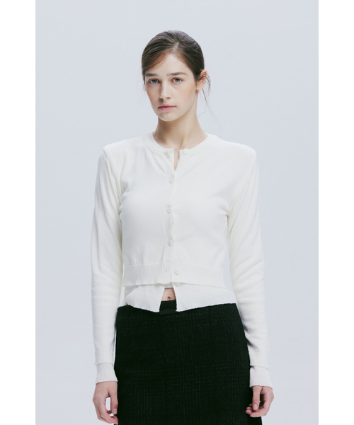 AFTERHOURS(アフターアワーズ)の「DOUBLE LAYERED KNIT CARDIGAN (IVORY)(カーディガン/ボレロ・レディース・その他・FREE)」の3枚目の写真