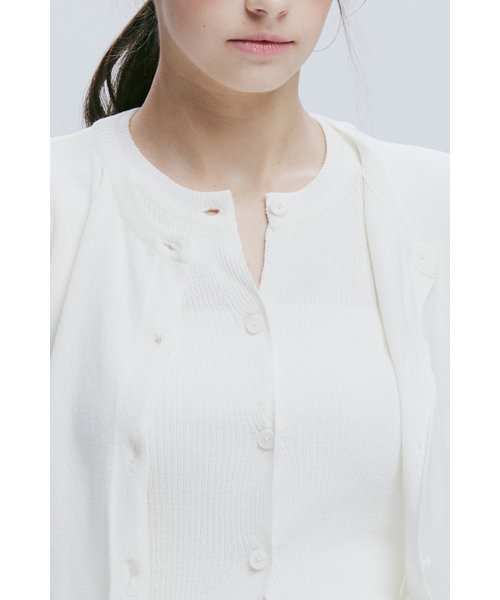 AFTERHOURS(アフターアワーズ)の「DOUBLE LAYERED KNIT CARDIGAN (IVORY)(カーディガン/ボレロ・レディース・その他・FREE)」の5枚目の写真